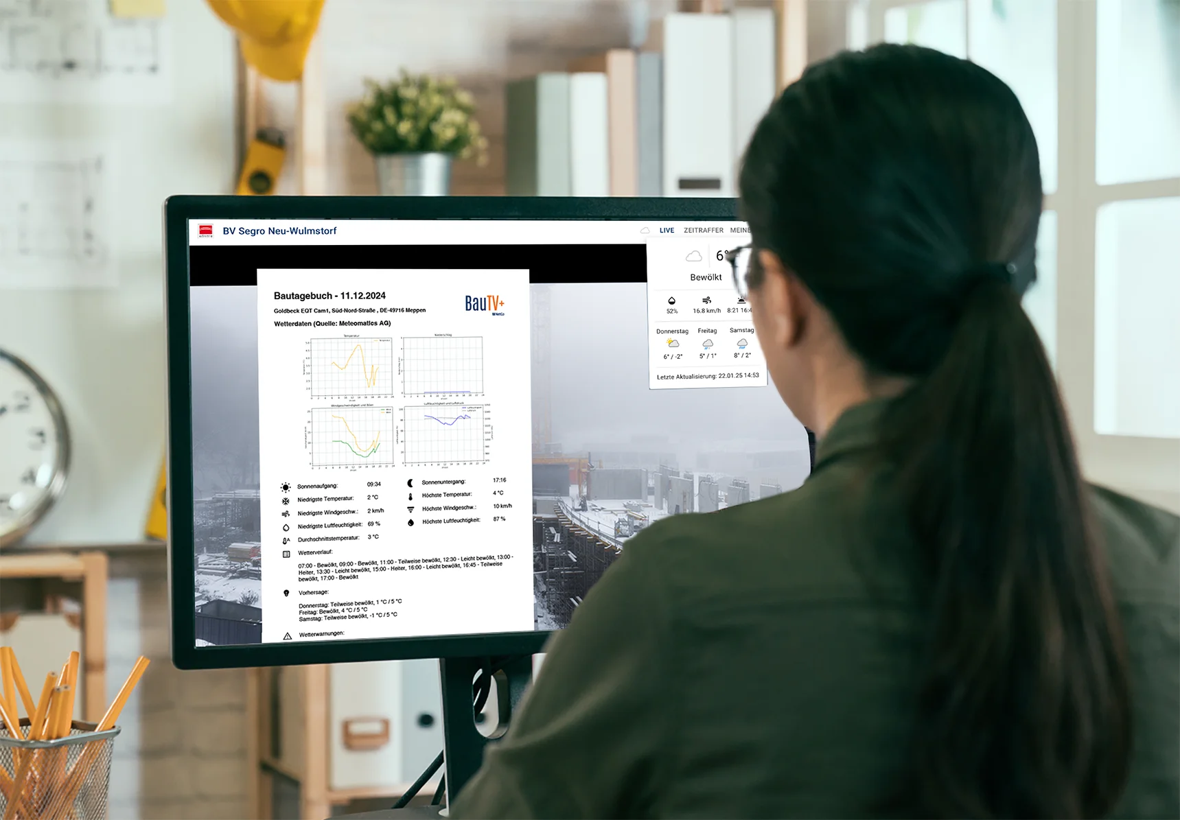 Weather data in the BauTV+ portal